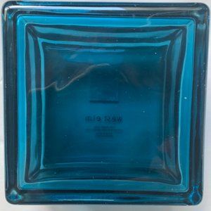 West Elm Glass Square Box - Teal/Blue